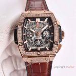 Grade 1A Replica Hublot Spirit of Big Bang Iced Out Rose Gold Watch HUB4700 Movement